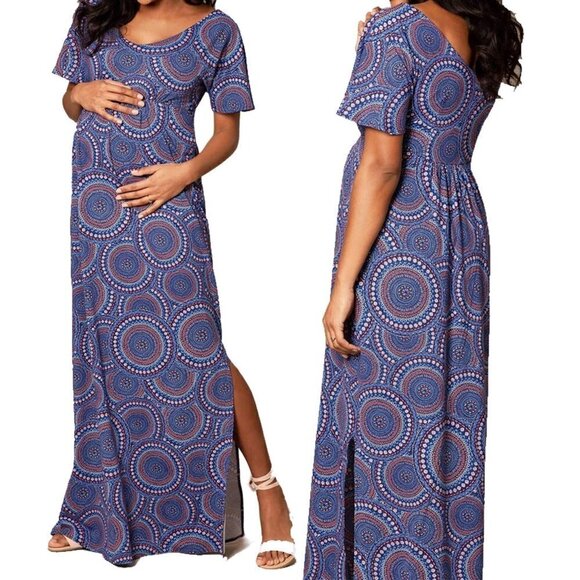 Tiffany Rose Maternity Maxi Dress Size US 2/4 Kimono Bohemian Aztec Maxi Slip On - Picture 1 of 9